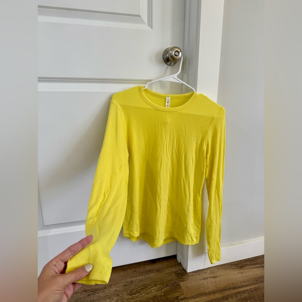 SOLD - Women's Lululemon Swiftly Long Sleeve Yellow Top Size 10 Large